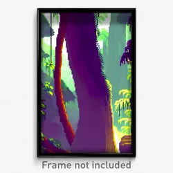 Pixel Art Poster - Noteworthy Rainforest (8 Bit Psychedelic Video Game Print)
