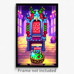 Pixel Art Poster - Fruity Throne Room (8 Bit Psychedelic Video Game Print)