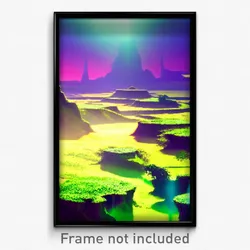 Pixel Art Poster - Acidic Landscape (8 Bit Psychedelic Trippy Video Game Print)