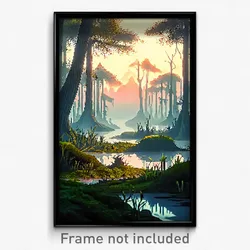 Pixel Art Poster - Nice Swamp (8 Bit Psychedelic Trippy Weird Video Game Print)