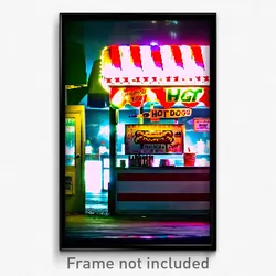 Pixel Art Poster - Infamous Hot Dog Stand (8 Bit Psychedelic Video Game Print)