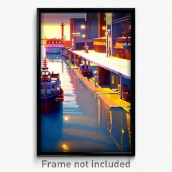 Pixel Art Poster - Cute Shipyard (8 Bit Psychedelic Trippy Video Game Print)