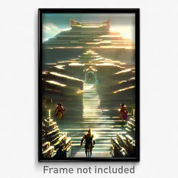 Pixel Art Poster - Bustling Ziggurat (8 Bit Psychedelic Trippy Video Game Print)