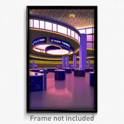 Pixel Art Poster - Swirly Stock Trading Floor (8 Bit Video Game Print)