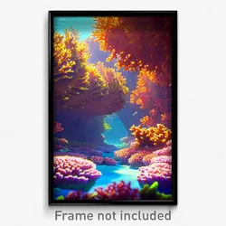 Pixel Art Poster - Shady Coral Reef (8 Bit Psychedelic Trippy Video Game Print)