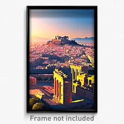 Pixel Art Poster - Flickering Acropolis (8 Bit Psychedelic Video Game Print)