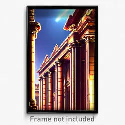 Pixel Art Poster - Detailed Roman Architecture (8 Bit Video Game Print)