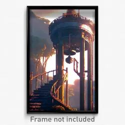 Pixel Art Poster - Complicated Well (8 Bit Psychedelic Trippy Video Game Print)