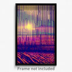 Pixel Art Poster - Wire Frame Glitchy Pasture (8 Bit Video Game Print)