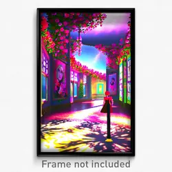 Pixel Art Poster - Flowery Gallery (8 Bit Psychedelic Trippy Video Game Print)