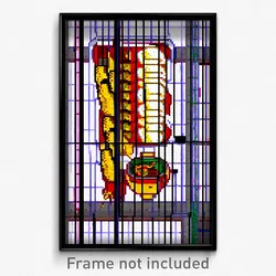 Pixel Art Poster - Wire Frame Enchiladas (8 Bit Psychedelic Video Game Print)