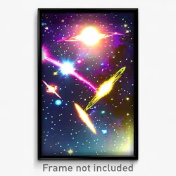 Pixel Art Poster - Unknown Galaxy Battle (8 Bit Psychedelic Video Game Print)