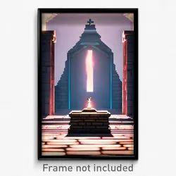 Pixel Art Poster - Flickering Tomb (8 Bit Psychedelic Trippy Video Game Print)