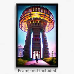Pixel Art Poster - Giant Folly (8 Bit Psychedelic Trippy Weird Video Game Print)