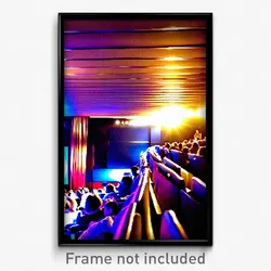 Pixel Art Poster - Busy Movie Theatre (8 Bit Psychedelic Video Game Print)