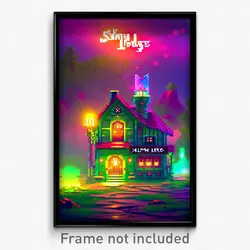 Pixel Art Poster - Slimy Lodge (8 Bit Psychedelic Trippy Weird Video Game Print)