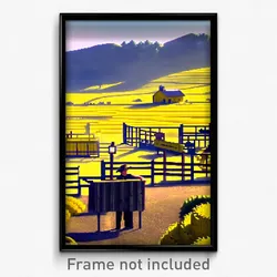 Pixel Art Poster - Yellow Ranch (8 Bit Psychedelic Trippy Video Game Print)