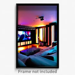 Pixel Art Poster - Stylish Home Theatre (8 Bit Psychedelic Video Game Print)