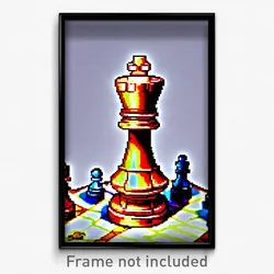 Pixel Art Poster - Stained Chess Piece (8 Bit Psychedelic Video Game Print)