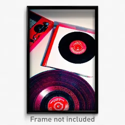 Pixel Art Poster - Red Vinyl Record (8 Bit Psychedelic Trippy Video Game Print)