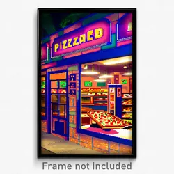 Pixel Art Poster - Admired Pizza Shop (8 Bit Psychedelic Video Game Print)
