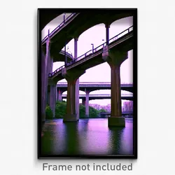 Pixel Art Poster - Urban Viaduct (8 Bit Psychedelic Trippy Video Game Print)