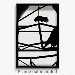 Pixel Art Poster - Black And White Hideaway (8 Bit Psychedelic Video Game Print)