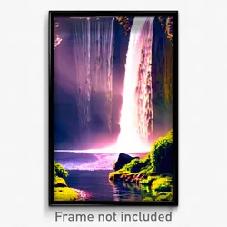 Pixel Art Poster - Homely Waterfall (8 Bit Psychedelic Trippy Video Game Print)