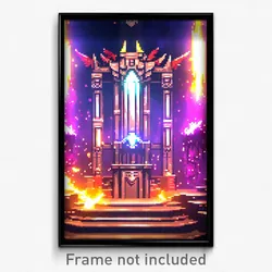 Pixel Art Poster - Flying Throne Room (8 Bit Psychedelic Video Game Print)