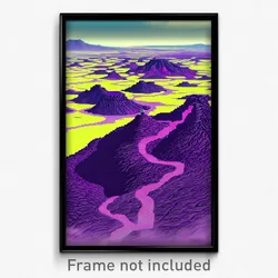 Pixel Art Poster - Purple Lava Fields (8 Bit Psychedelic Video Game Print)