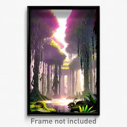 Pixel Art Poster - Colossal Swamp (8 Bit Psychedelic Trippy Video Game Print)
