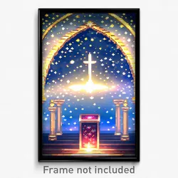 Pixel Art Poster - Starry Sepulchre (8 Bit Psychedelic Trippy Video Game Print)