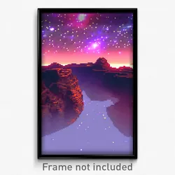 Pixel Art Poster - Starry Outland (8 Bit Psychedelic Trippy Video Game Print)