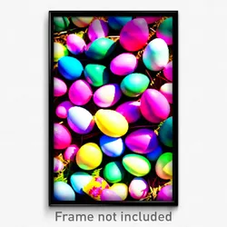Pixel Art Poster - Rubbery Easter Eggs (8 Bit Psychedelic Video Game Print)