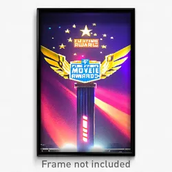Pixel Art Poster - Flying Movie Awards (8 Bit Psychedelic Video Game Print)