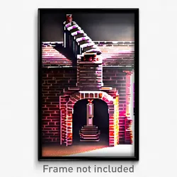 Pixel Art Poster - Insane Chimney (8 Bit Psychedelic Trippy Video Game Print)