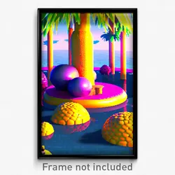 Pixel Art Poster - Rubbery Oasis (8 Bit Psychedelic Trippy Video Game Print)