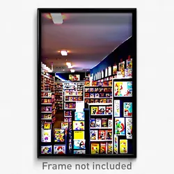 Pixel Art Poster - Active Comic Book Store (8 Bit Psychedelic Video Game Print)