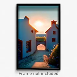 Pixel Art Poster - Sky Blue Hovel (8 Bit Psychedelic Trippy Video Game Print)