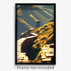 Pixel Art Poster - Ancient Ridge (8 Bit Psychedelic Trippy Video Game Print)