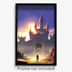 Pixel Art Poster - Gargantuan Citadel (8 Bit Psychedelic Video Game Print)