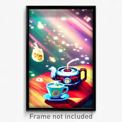 Pixel Art Poster - Bubbly Tea (8 Bit Psychedelic Trippy Weird Video Game Print)