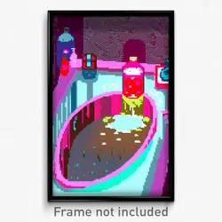Pixel Art Poster - Liquid Baths (8 Bit Psychedelic Trippy Video Game Print)