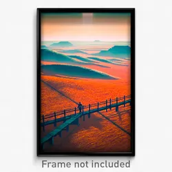 Pixel Art Poster - Orange Plains (8 Bit Psychedelic Trippy Video Game Print)