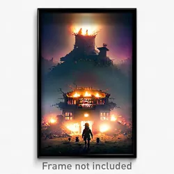 Pixel Art Poster - Infamous Burrow (8 Bit Psychedelic Trippy Video Game Print)