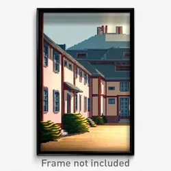 Pixel Art Poster - Immaculate Barracks (8 Bit Psychedelic Video Game Print)