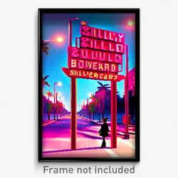 Pixel Art Poster - Silly Boulevard (8 Bit Psychedelic Trippy Video Game Print)