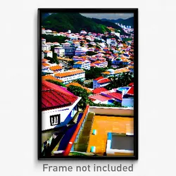 Pixel Art Poster - Homely Brazilian City (8 Bit Psychedelic Video Game Print)