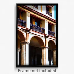 Pixel Art Poster - Vacant Spanish Architecture (8 Bit Video Game Print)
