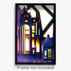 Pixel Art Poster - Tiny Architecture (8 Bit Psychedelic Trippy Video Game Print)